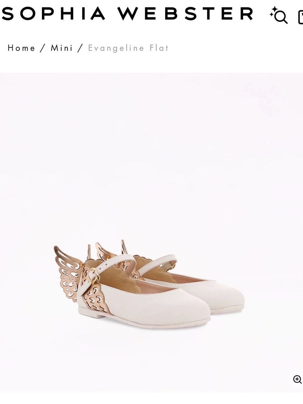 Sophia Webster Mini Girls Evangeline Flats with Gold Wings. Size 34 (US 2 Kids).